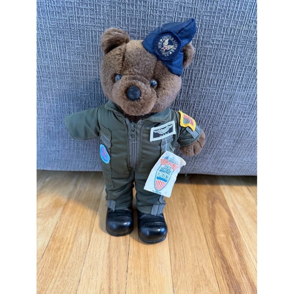 1989 US Air Force USAF Flight Suit 11" Plush Teddy Bear Forces of America w/Tags
